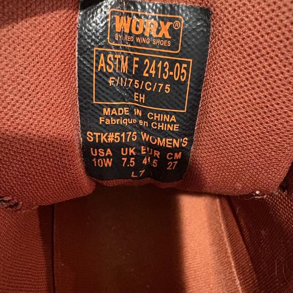 Worx by Red Wing #5175 Women’s 10W Brown Work Boots EH Safety Toe Non Slip - Picture 4 of 10